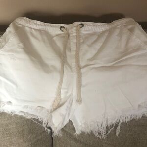 Aerie White Frayed Athletic Shorts